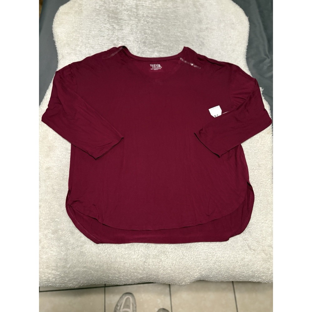 New Time And Tru Women's Burgundy Long Sleeve T Shirt Size XL 16-18 NWT